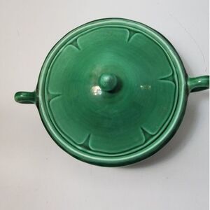 Mount Clemens Petal Green Round Covered Vegetable Bowl~Depression Era~
